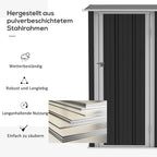 Outsunny Gerätehaus 142×84×189 cm Stahl Dunkelgrau