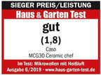 CASO MCG30 Ceramic chef Testsieger Haus & Garten Test, 3in1 Mikrowelle mit Grill + Heißluft 2100W 30L, Borosilikatglasboden, Backofen-Funktion bis 200°C