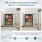 Merax Kühlschrank 128L, Freistehend Getränkekühler mit 120L-Kühlschrank + 8L-Gefrierschrank, mit LED-Innenbeleuchtung und Verstellbare Einlegeböden, Superleise für Restaurant, Bar, Getränke und Bier
