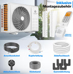 KESSER® Klimaanlage Set Split - mit WiFi/App Funktion Klimagerät - Kühlen A++/ Heizen A+ - 9000 BTU/h (2.600 Watt) Kältemittel R32 - Fernbedienung, Timerfunktion - Inkl. komplettem Montagematerial