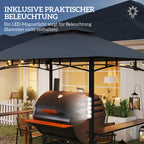 Outsunny Grillpavillon doppelschichtiges Vordach LED-Licht