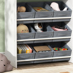 AIYAPLAY Kinderregal mit 11 Stoffboxen & Schrankfach, Weiß