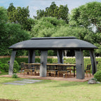 Outsunny Gartenpavillon mit Winddach und Vorhängen