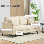 HOMCOM 2-Sitzer Sofa bequeme Polsterung abnehmbare Kissen Beige