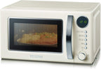 SEVERIN 2-in-1 Retro Mikrowelle mit Grillfunktion, Grillofen mit 5 Leistungsstufen und 8 Automatikprogrammen, hochwertige Mikrowelle mit Grill, ca. 700 W, creme / chrom, MW 7892
