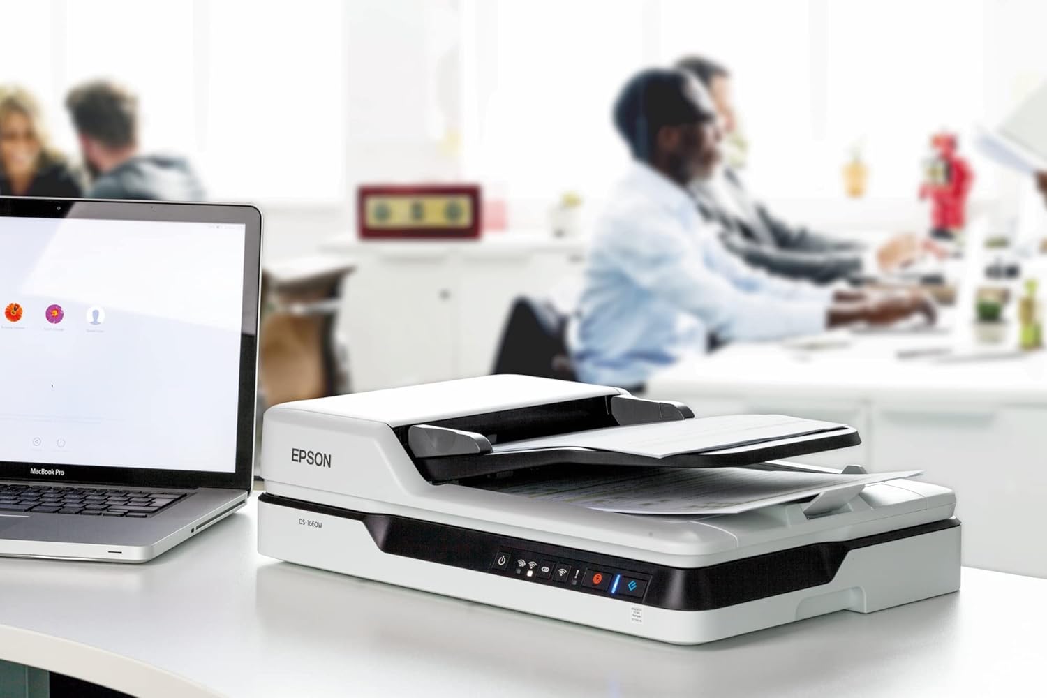 Epson WorkForce DS-1630 DIN A4 Dokumentenscanner (Scanner, kleine Standfläche, Dokumenteneinzug, Duplex, Drei-Pass, 600dpi, USB 3.0)