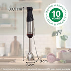 Bosch Stabmixer ErgoMaster Serie 6 MSM6M673, 10 Jahre Motorgarantie, Edelstahl-Klingen, verschleifreie Keramik-Kupplung, Luftkühlung, Zerkleinerer, Kartoffelstampfer, Schneebesen, 1000 W