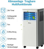 SHINCO Mobile Klimaanlage mit Abluftschlauch, 9000BTU, 2,6 kW, Kühlen&Ventilieren&Entfeuchten, Mobiles Klimagert mit Schlafmodus, Raumgre bis 22㎡, 24-Stunden-Timer