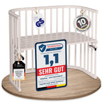babybay Original Beistellbett aus massivem Buchenholz / kompakt & verwandelbar / Kinderbett Höhe stufenlos verstellbar & umweltfreundlich / mitwachsendes Babybett (weiß lackiert) / inkl. Matratze
