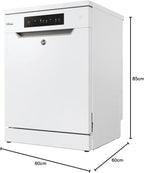 Hoover HF 4C6F0PW Geschirrspüler; 14 Maßgedecke; Freistehend, 60 cm breit; Energieeffizienzklasse C; Smarte Bedienung mit WiFi + Bluetooth-Technologie