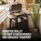EndersGasgrill Urban II Pro, Tischgrill, Grillen-, Kochen- und Backen Funktion, 2 Brenner Edelstahl, mit Grill-Thermometer, Balkon-, Camping-Grill, Aluguss-Gehäuse, Gusseisen-Rost, #2062