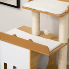 PawHut Kratzbaum Katzenmöbel mit Sisal-Kratzstämmen und Spielball Eiche Weiß