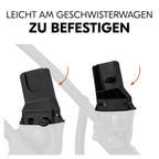 hauck Duett 2 Geschwisterwagen inkl. Regenschutz für Kinder bis je 15 kg, Hauptsitz umbaubar zur Babywanne ab Geburt mit Liegeposition, Zweitsitz Abnehmbar, Höhenverstellbar (Black Forest)