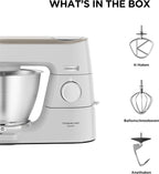 Kenwood Titanium Chef Baker KVL85.424SI Küchenmaschine mit integrierter Waage, inkl. 4-teiligem Patisserie-Set, 7 L und 5L Rührschüssel, stufenloser Geschwindigkeitsregler, 1200 W, Silber