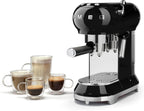 Smeg, ECF01WHEU Manual Espresso -Maschine, Cappuccino -System, Thermoblock, große Tassengehäuse und Doppelkaffeefunktion, 1 l Wassertank, kompakte Abmessungen, 1350W, Weiß