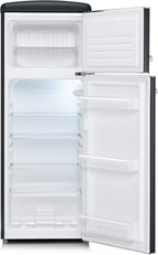 SEVERIN Retro - Kühl-/ Gefrierkombination, platzsparendes Raumwunder, 4 x höhenverstellbare Abstellflächen und eine große Veggiebox, 206 L Nutzinhalt, creme, RKG 8933