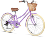 Glerc Missy 20 24 26 Zoll Mädchen City 6-Gang Hybrid Cruiser Fahrrad mit Weidenkorb für Jugend über 6-Jahre alt, mehrere Farben