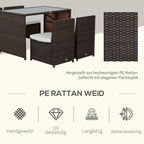 Outsunny Polyrattan Gartenmöbelset 5-tlg. wetterfest UV-beständig