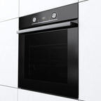 Gorenje 738971 Einbaubackofen-Set OptiBake Black Steam Pyro Set / 77L / Heißluft/Pyrolyse/ExtraSteam/GentleClose/AirFry/Pizzamode 300°C/PerfectGrill/Induktions-Kochfeld mit BridgeZone/schwarz