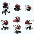 3 in 1 Kombikinderwagen 3 in 1 Reisesysteme Kinderwagen Infant Hochlandschaft Liegender Buggy Kinderwagen Neugeborenen Kinderwagen Faltbarer Standardkinderwagen (906 White)