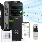 Klarstein Mobile Klimaanlage mit Abluftschlauch, 3-in-1 Klimagerät mit Ventilator & Luftentfeuchter, Kleine & Portable Klimaanlage für Wohnung & Büro, mit Nachtmodus & App-Steuerung, 7000 BTU