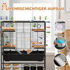 PawHut Hamsterkäfig Nagerkäfig mit Röhren Laufrad Rollen Ablage