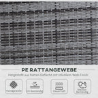 Outsunny Polyrattan Gartensofa Set 3-tlg 2-in-1 Rückenlehne Outdoor