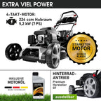 BRAST® Benzin Rasenmäher mit Antrieb | 5,2kW (7PS) | 55cm Schnittbreite | viele Modelle | TÜV | 30-80mm Schnitthöhe | 60L Fangkorb | 4 Takt OHV Motor | Stahlgehäuse | Power