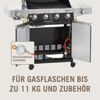 RÖSLE Elektrogrill BBQ-Portable Videro E2-P, tragbarer Tischgrill mit 2 Brennern, Warmhalterost und Deckel mit Glaseinsatz, pulverbeschichteter Stahl, schwarz/silbern