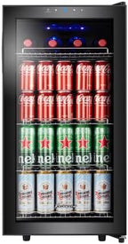 Kalamera Getränkekühlschrank, Bierkühlschrank mit Touch-Bedienfeld, 3-18°C Kühlzone, Flaschenkühlschrank 86 Liter, Blaue LED-Innenbeleuchtung, 41 dB, KRC-86GE