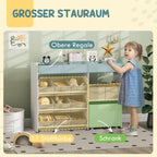 AIYAPLAY Kinderregal mit 11 Stoffboxen & Schrankfach, Weiß