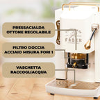 Faber PRO Total Deluxe Kaffeemaschine aus Messing, 44 mm Ese Papier, 1.3 liters, (Weiß)