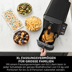 Ninja Heißluftfritteuse MAX PRO, 6,2 L, ölfrei, große Schublade, Rösten, Backen, Air Fry, Antihaftbeschichtet, Spülmaschinenfester Korb & Crisper Gittereinsatz, Silikonzange, Schwarz/Kupfer, AF180EUCP