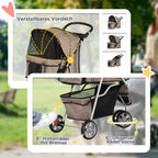 PawHut Hundebuggy faltbar mit Feststellbremse und Einkaufskorb