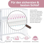 babybay Original Beistellbett aus massivem Buchenholz / kompakt & verwandelbar / Kinderbett Höhe stufenlos verstellbar & umweltfreundlich / mitwachsendes Babybett (weiß lackiert) / inkl. Matratze