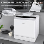 Hermitlux Mini Geschirrspüler, Spülmaschine für 4 Bestecksätze, 5 Liter Wassertank, 6 Programme Mini Tischgeschirrspüler, Perfekt für Wohnungen, Schlafsäle, Camping, Weiß