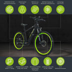Highphoria Elektrofahrrad Erwachsene, 250W 25 km/h E-Bike mit Batterie, Starker Motor, Kettenschaltung, E-Mountainbike mit Hydraulische Federgabel Pedelec für Damen & Herren