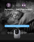 Comfyer Split-Screen Babyphone mit 2 Kameras, 7 HD 720P Video Babyphone ohne WLAN mit Halterung, IR-Nachtsicht Weitwinkelobjektiv Vox-Modus 2-Wege-Audio 960 Fuß Reichweite Videoüberwachungsgeräte