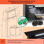 Klarstein Downdraft-Dunstabzugshaube, Versenkbare Abzugshaube, Leise Dunstabzugshauben mit Filter, Dunstabzugshaube 60cm, Umluft/Abluft Dunsthaube mit 10 Stufen, Dunstabzug 576 m³/h Luftstrom