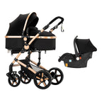 3 in 1 Kombikinderwagen 3 in 1 Reisesysteme Kinderwagen Infant Hochlandschaft Liegender Buggy Kinderwagen Neugeborenen Kinderwagen Faltbarer Standardkinderwagen (906 White)