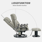 HOMCOM Relaxsessel Grau mit Massage, Liegefunktion & Fußhocker, Kunstleder