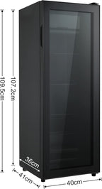 Merax Kühlschrank 128L, Freistehend Getränkekühler mit 120L-Kühlschrank + 8L-Gefrierschrank, mit LED-Innenbeleuchtung und Verstellbare Einlegeböden, Superleise für Restaurant, Bar, Getränke und Bier