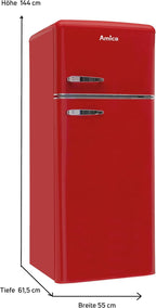Amica KGC 15632 T Retro Kühl-/Gefrierkombination / Ice Blue (Türkis) / 144cm (H) x 55cm (B) x 62cm (T) / Retro-Design / Kühlschrank mit Gefrierfach