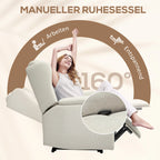 HOMCOM Fernsehsessel Liegesessel 160° verstellbar Taschenfederkern Beige