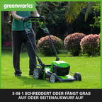 Greenworks 48V (2x24V) Selbstfahrender Akku Rasenmher für groe Flchen bis zu 480m, 46cm Schnittbreite, 55L Sack PLUS zwei 4Ah-Akkus und Doppelladegert GD24X2LM46SPK4X
