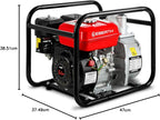 EBERTH 5,5PS Wasserpumpe mit 30.000l/h und 30m Förderhöhe, 2 Zoll Anschluss, Gartenpumpe Schmutzwasserpumpe mit 4-Takt-Motor und 7m Ansaughöhe, Benzin Pumpe, Seilzugstart, Metallfuß, Tragegriff