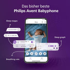 PHILIPS Avent Connected Videophone mit WLAN, hochwertiger HD-Kamera, Infrarot-Nachtsichtfunktion, Schrei-Erkennung, Gegensprechfunktion, 12 Stunden Bildschirmlaufzeit im Eco-Modus, Modell SCD951/26