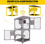 Katzenhaus Outdoor Catio Kitty Gehege mit super großer Eingangstür, Holz-Katzenkäfig Condo Indoor-Laufstall mit Plattformen und kleinem Haus