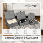 HOMCOM Aufbewahrungskorb 3er-Set handgeflochten mit Deckel