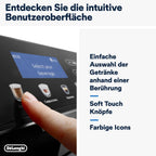 De'Longhi Eletta Evo ECAM 46.860.B Kaffeevollautomat mit LatteCrema Milchsystem, Cappuccino und Espresso auf Knopfdruck, LCD Display und Sensor-Touch-Tasten, schwarz